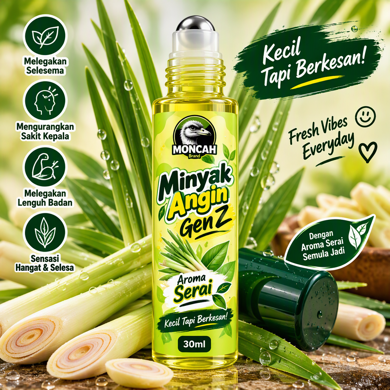 Moncah Gen Z Roll On 10 ml Aroma Serai