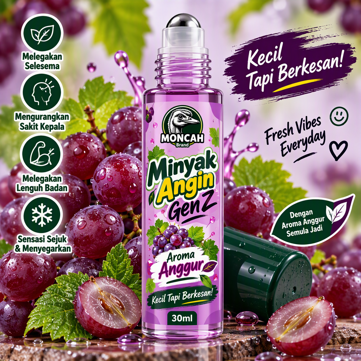 Moncah Gen Z Roll On 10 ml Aroma Anggur