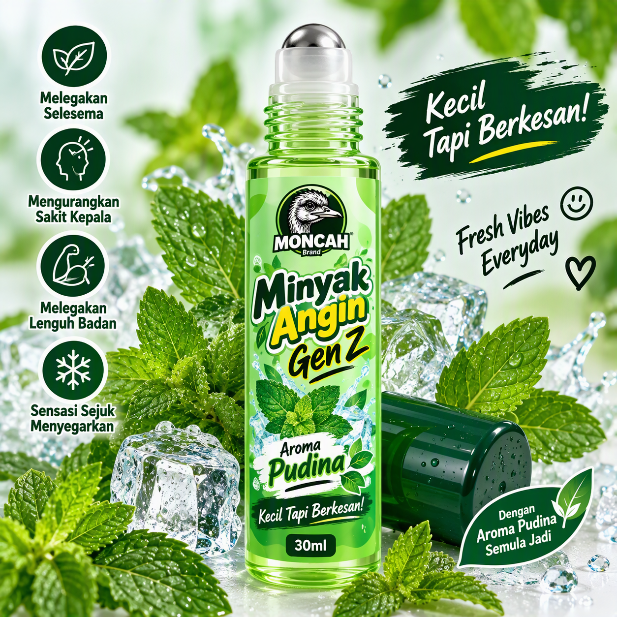 Moncah Gen Z Roll On 10 ml Aroma Pudina