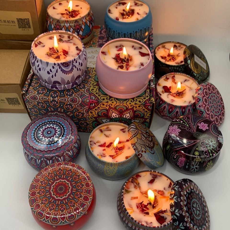 Dried flower scented candles for home use, living room, sleep aid, bedroom, gift box, decorative set, wedding favors