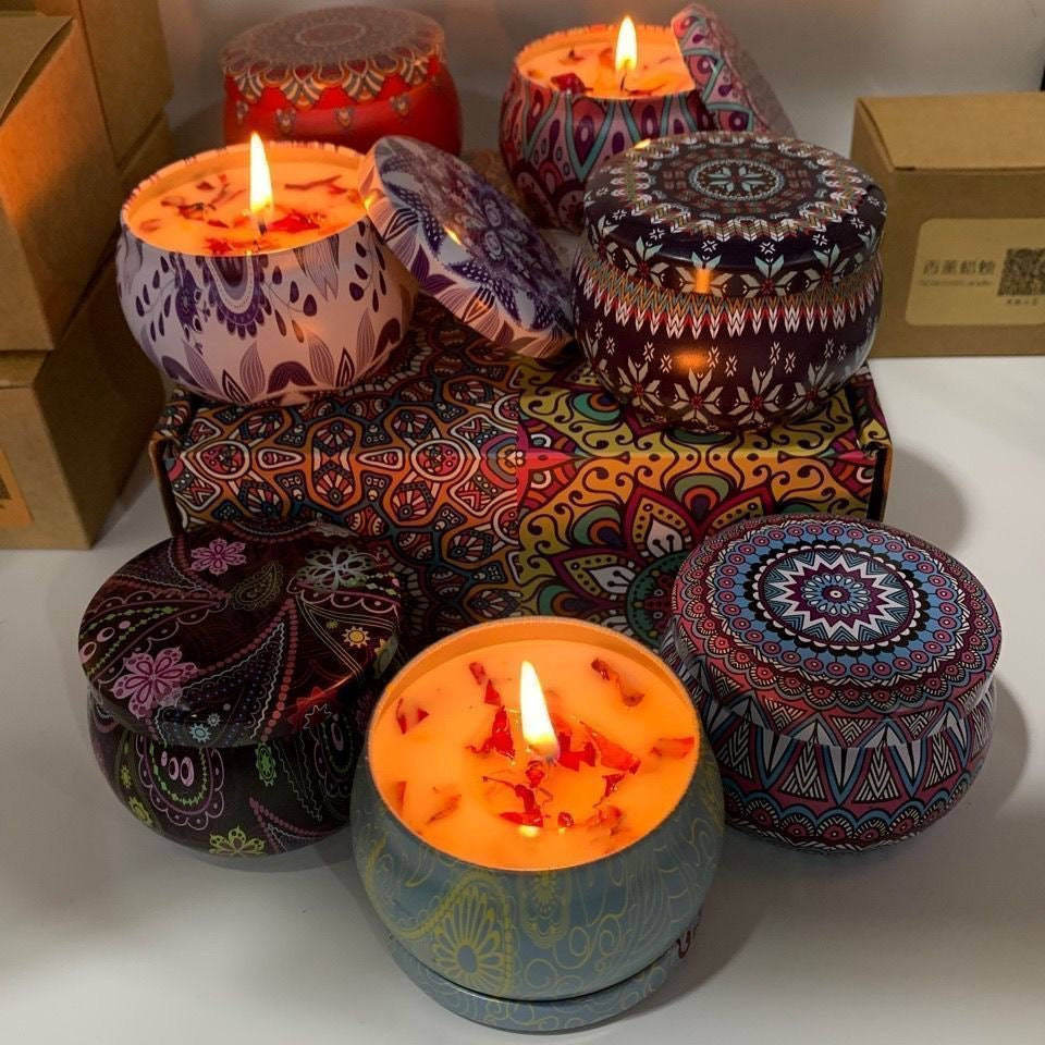 Dried flower scented candles for home use, living room, sleep aid, bedroom, gift box, decorative set, wedding favors