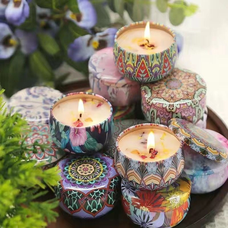 Dried flower scented candles for home use, living room, sleep aid, bedroom, gift box, decorative set, wedding favors