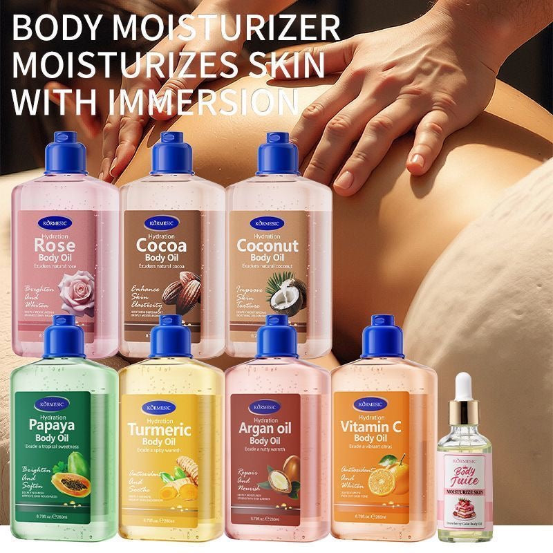 Body oil coconut chocolate rose strawberry massage oil gel refreshing all-English cross-border foreign trade wholesale