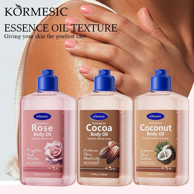 Body oil coconut chocolate rose strawberry massage oil gel refreshing all-English cross-border foreign trade wholesale