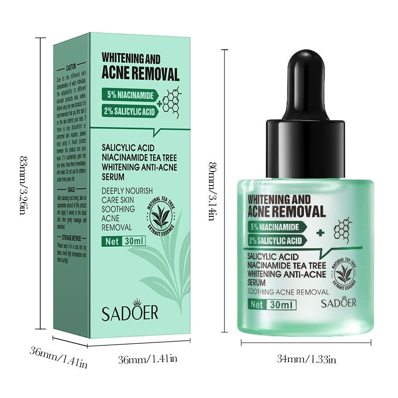 Cross-border ~ Salicylic Acid Whitening and Acne-Fighting Essence 30ml Niacinamide Tea Tree Extract Acne-Fighting Essence
