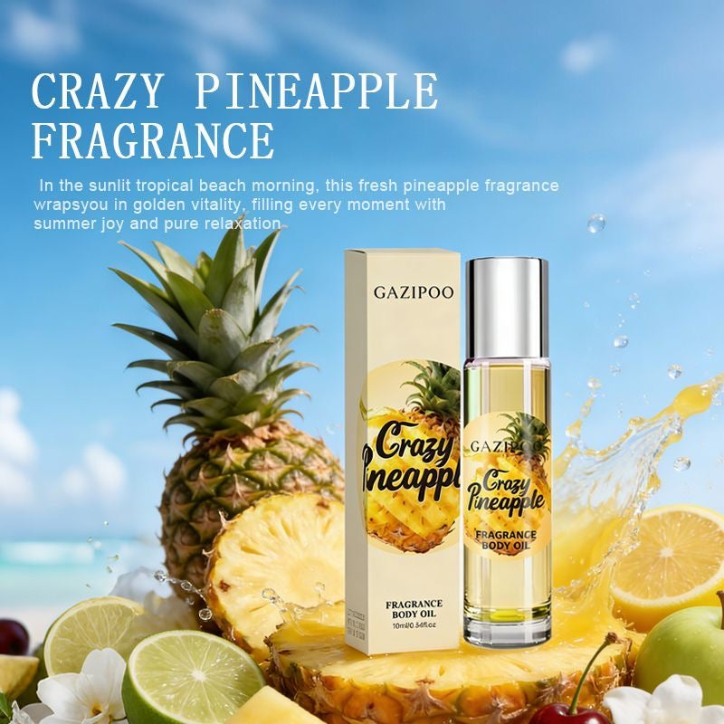 Pineapple-scented roll-on perfume, 10ml, fresh fruity scent, long-lasting light fragrance, portable, pseudo-body scent, cross-border perfume.