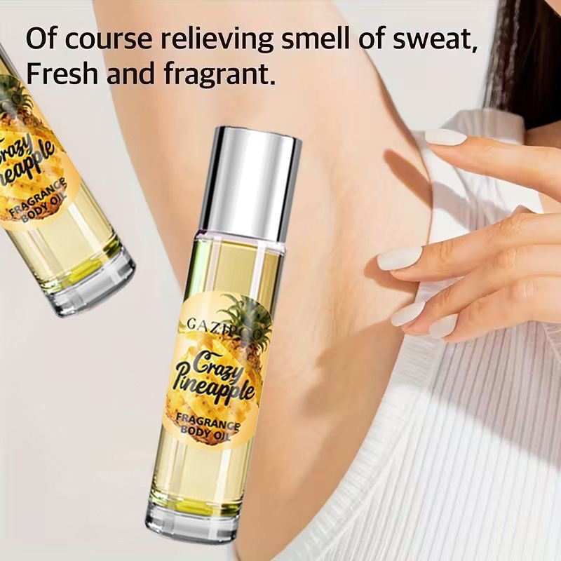 Pineapple-scented roll-on perfume, 10ml, fresh fruity scent, long-lasting light fragrance, portable, pseudo-body scent, cross-border perfume.