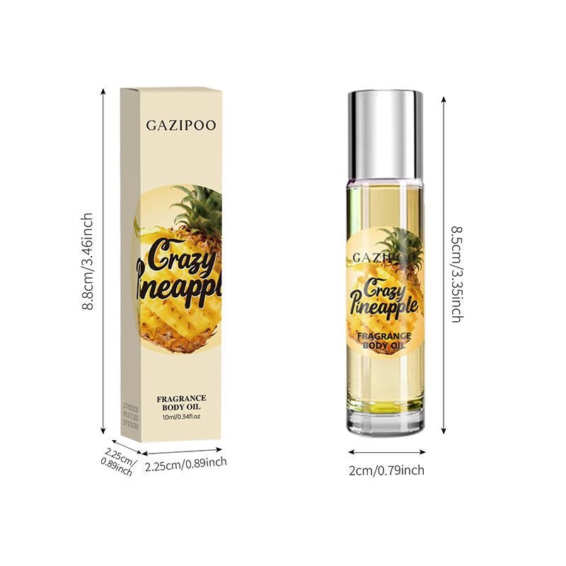 Pineapple-scented roll-on perfume, 10ml, fresh fruity scent, long-lasting light fragrance, portable, pseudo-body scent, cross-border perfume.