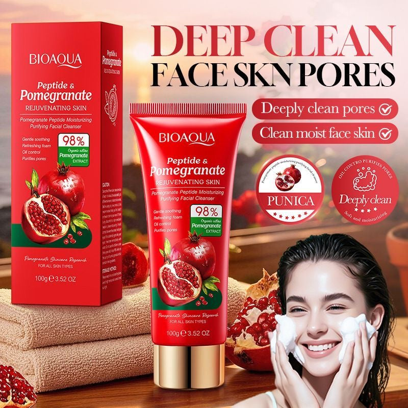 Foreign Trade Pomegranate Peptide Moisturizing Cleansing Facial Wash - Cleanses Pores, Removes Blackheads, Controls Oil, and Eliminates Acne - Suitable for Students