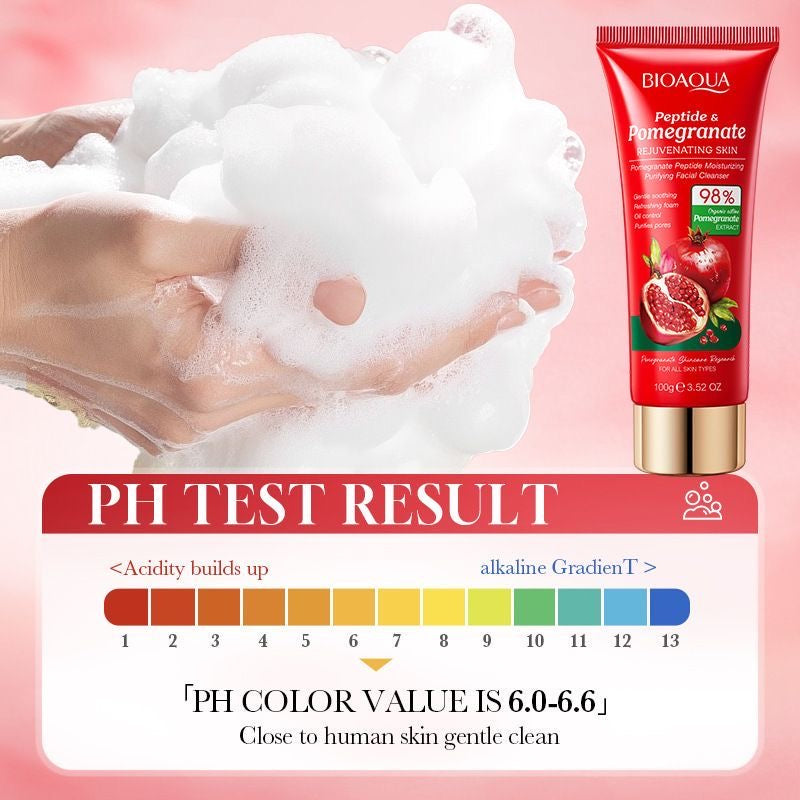 Foreign Trade Pomegranate Peptide Moisturizing Cleansing Facial Wash - Cleanses Pores, Removes Blackheads, Controls Oil, and Eliminates Acne - Suitable for Students