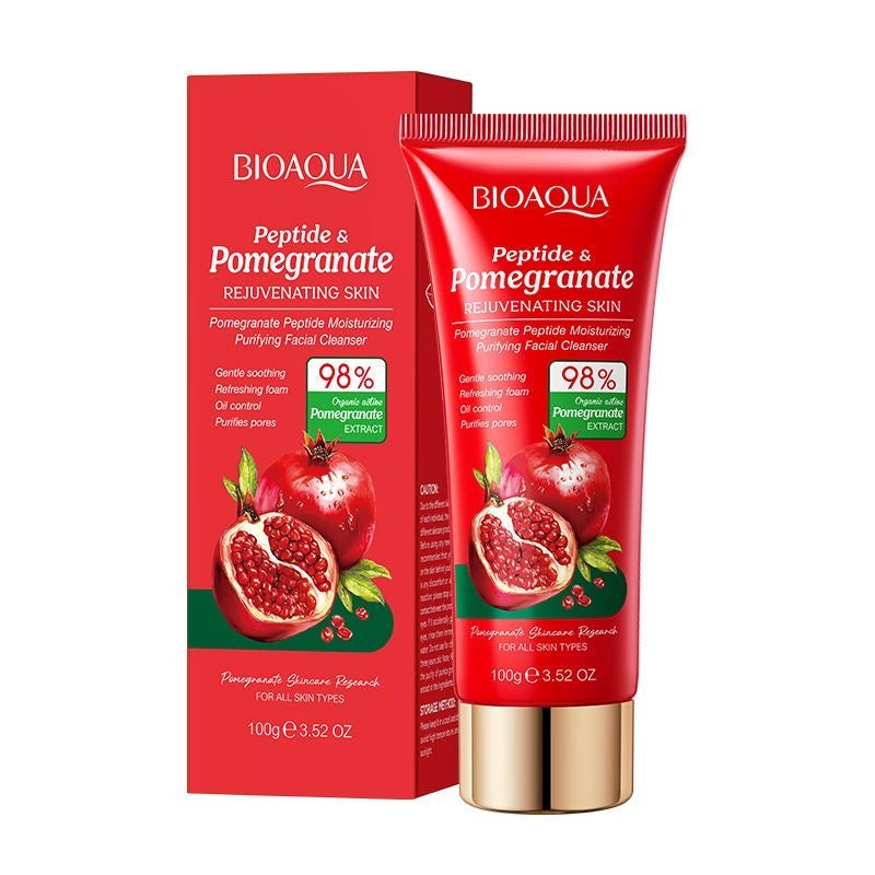 Foreign Trade Pomegranate Peptide Moisturizing Cleansing Facial Wash - Cleanses Pores, Removes Blackheads, Controls Oil, and Eliminates Acne - Suitable for Students