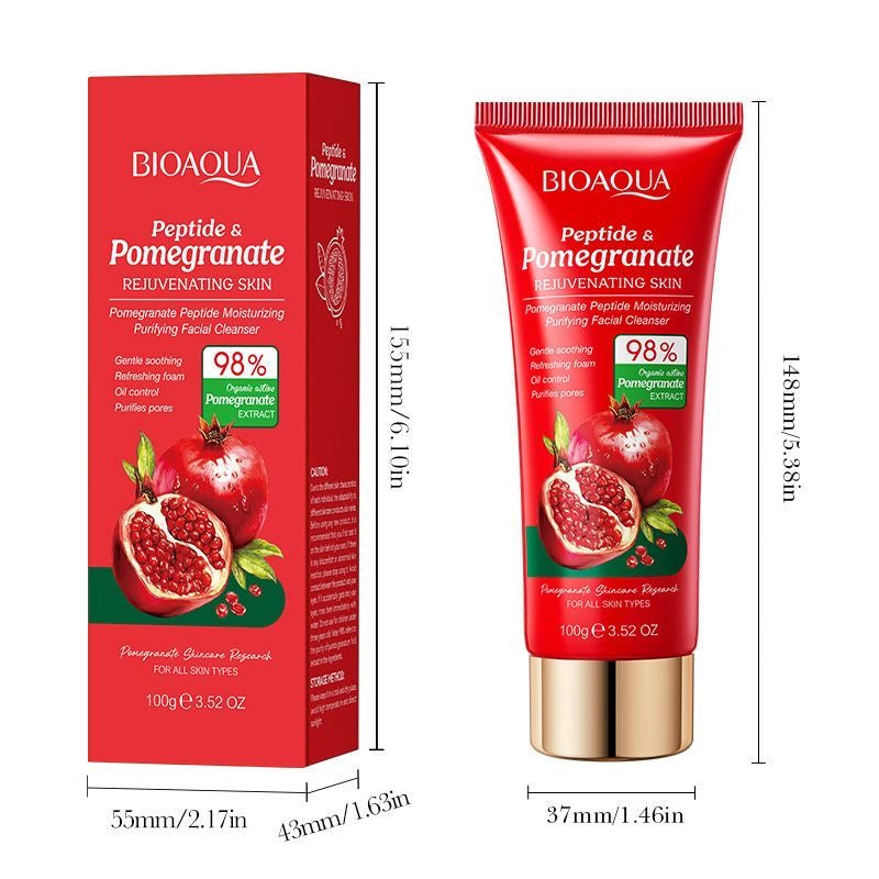 Foreign Trade Pomegranate Peptide Moisturizing Cleansing Facial Wash - Cleanses Pores, Removes Blackheads, Controls Oil, and Eliminates Acne - Suitable for Students