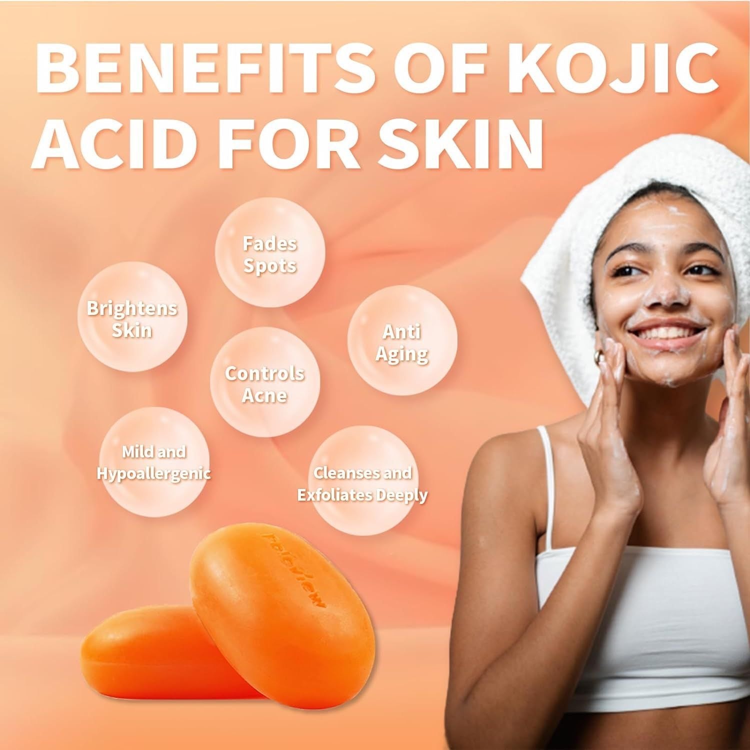 Southeast Asian ginger kojic acid soap, handmade soap, gentle cleansing facial soap, oil control, moisturizing, skin care, mite removal, and cold-dispelling, imported.