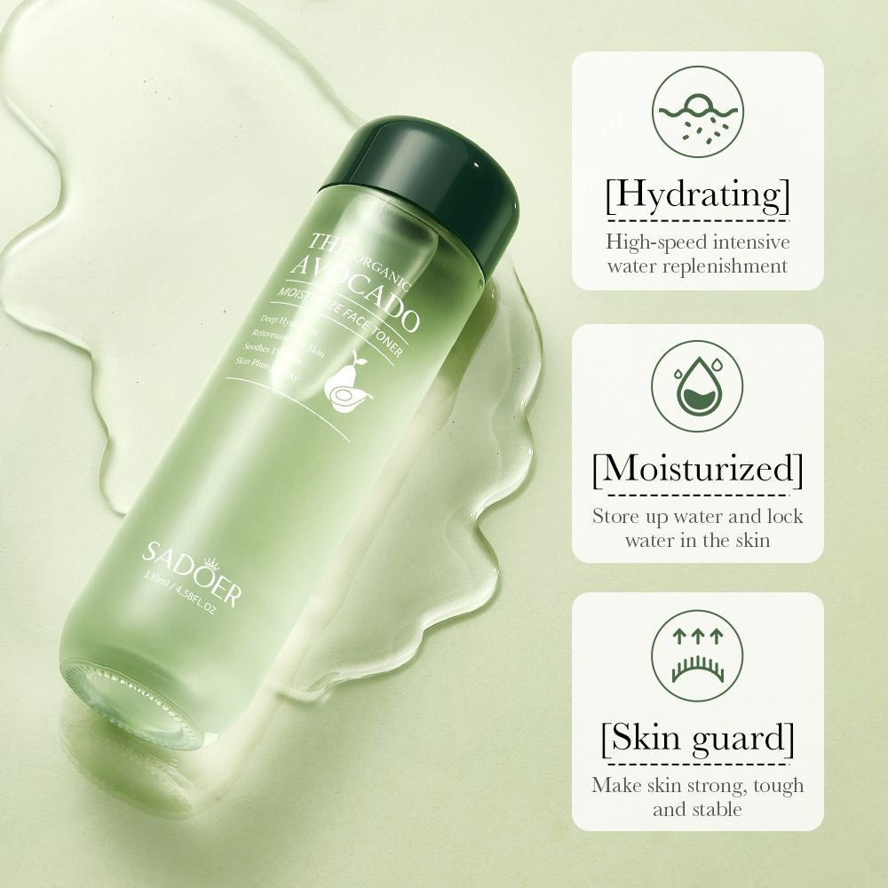 Avocado Toner 130ml: Deeply hydrates, softens, soothes, moisturizes, and plumps skin for a radiant glow.