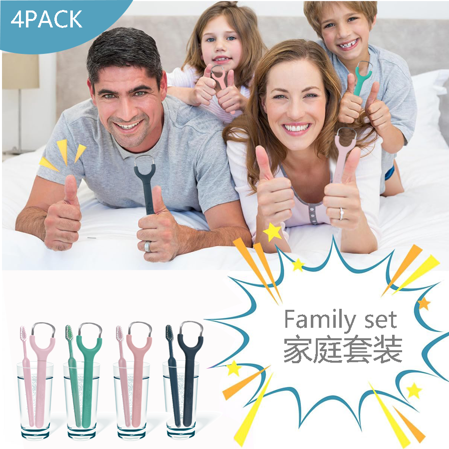FMBC Tongue Cleaner Shaped as a Bad Breath Scraper and Oral Cleaning Brush, Stainless Steel Tongue Cleaning Tool