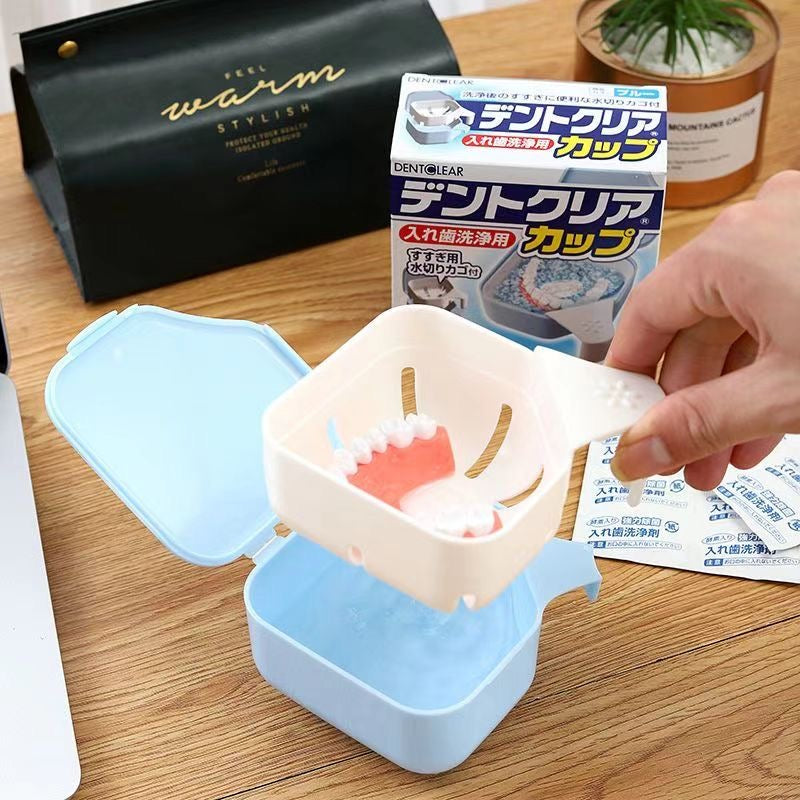 Japanese imported denture storage box, denture cleaning agent, portable soaking and storage box for the elderly.
