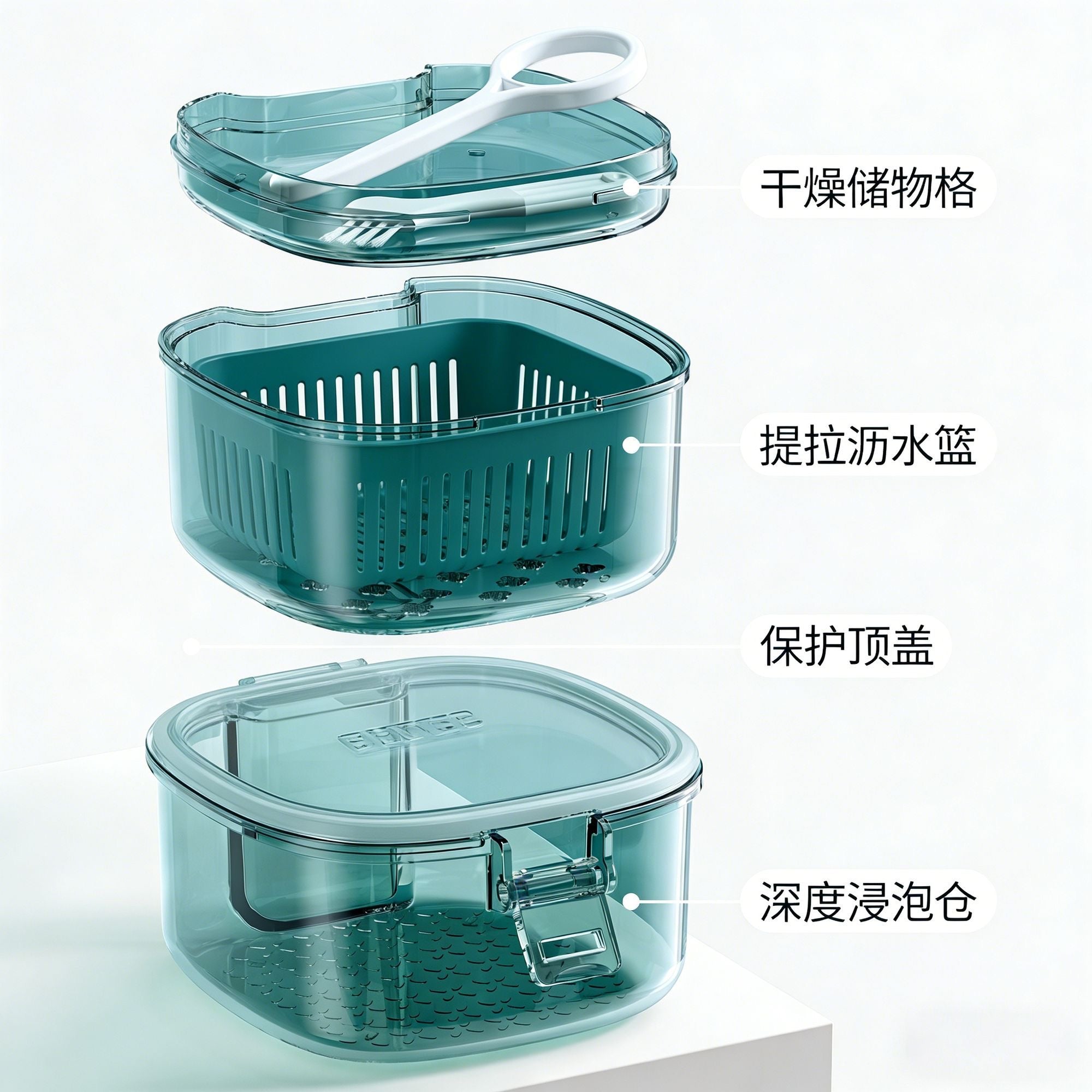 Invisible braces storage case, portable retainer case, orthodontic teeth straightening appliance denture case with mirror, compact and portable.