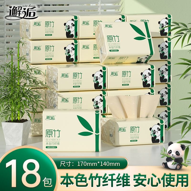 Silky Facial Tissue, Thickened for Office, Dormitory, Home, Car, and Rental, Made with Raw Bamboo Pulp in Large Packs.