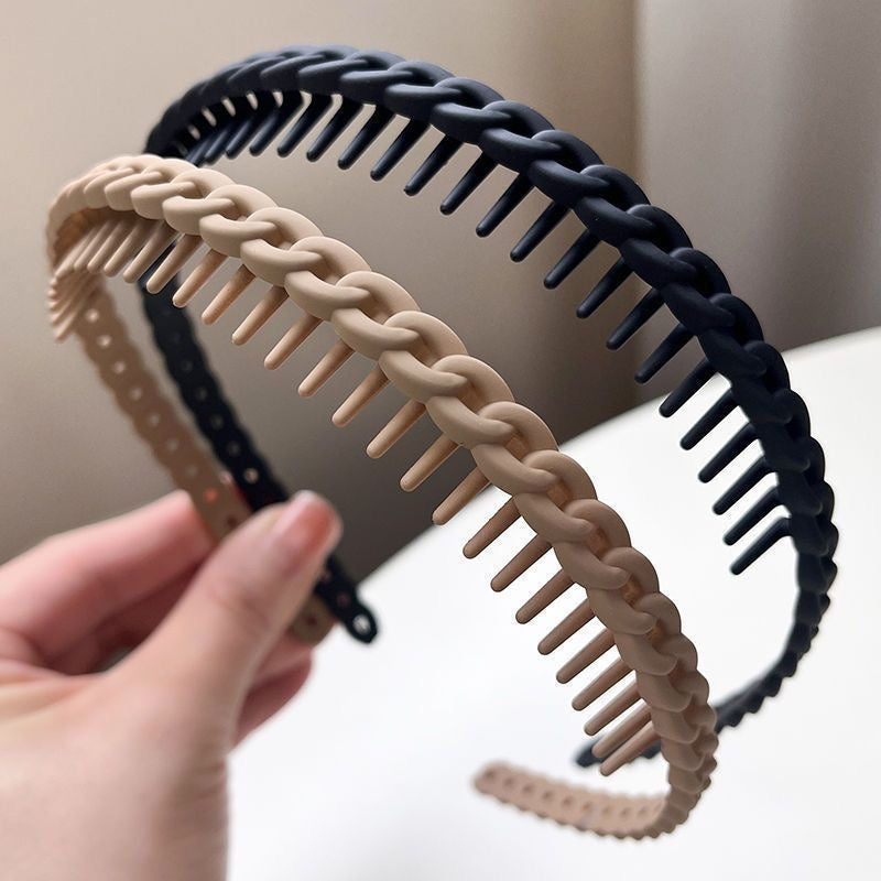 Sweet and versatile headband for women, special for washing face, non-slip, with teeth to flatten hair, hair tie, hair clip, bangs hair ornament