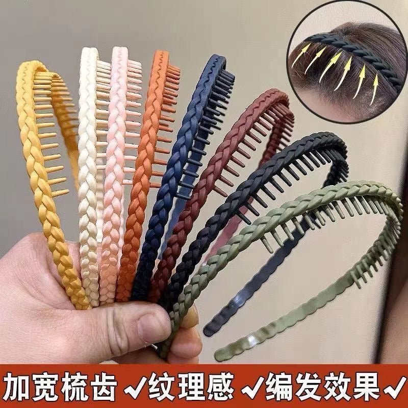Sweet and versatile headband for women, special for washing face, non-slip, with teeth to flatten hair, hair tie, hair clip, bangs hair ornament
