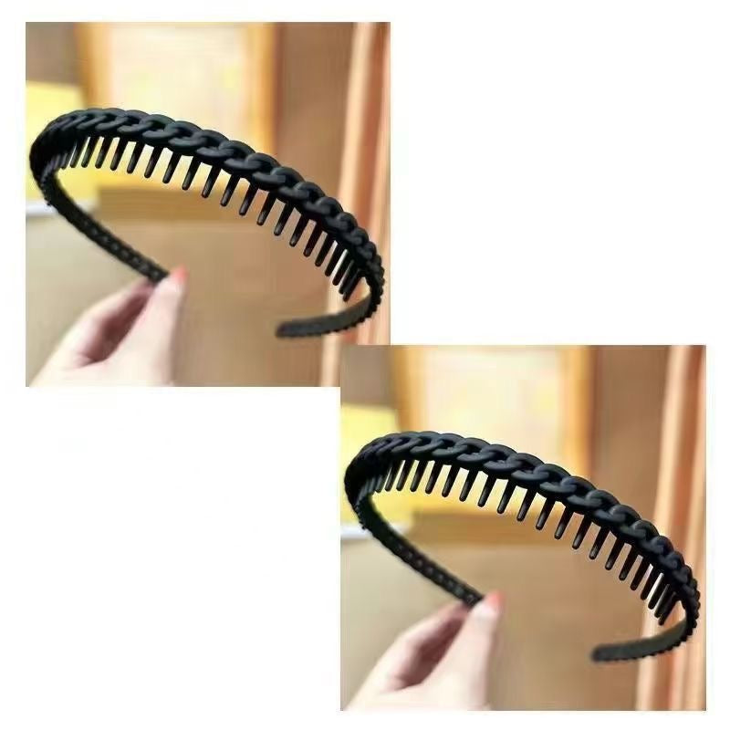 Sweet and versatile headband for women, special for washing face, non-slip, with teeth to flatten hair, hair tie, hair clip, bangs hair ornament