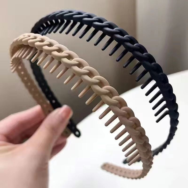 Sweet and versatile headband for women, special for washing face, non-slip, with teeth to flatten hair, hair tie, hair clip, bangs hair ornament