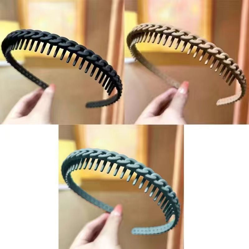 Sweet and versatile headband for women, special for washing face, non-slip, with teeth to flatten hair, hair tie, hair clip, bangs hair ornament