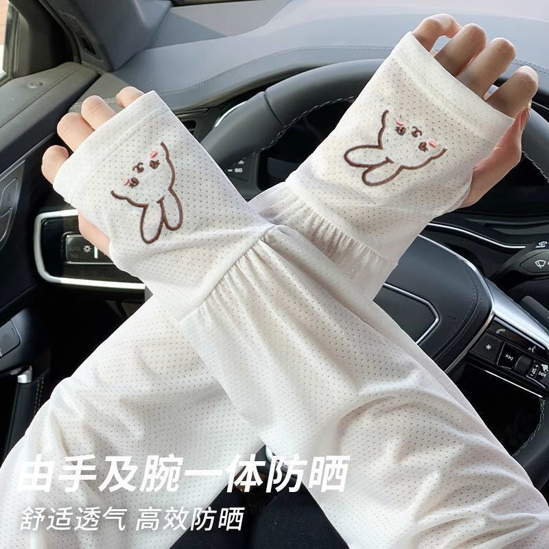 New Rabbit Sunscreen Ice Sleeves for Women, Summer Outdoor UV Protection, Cute Cycling, Loose Thin Sleeves for Hand Protection