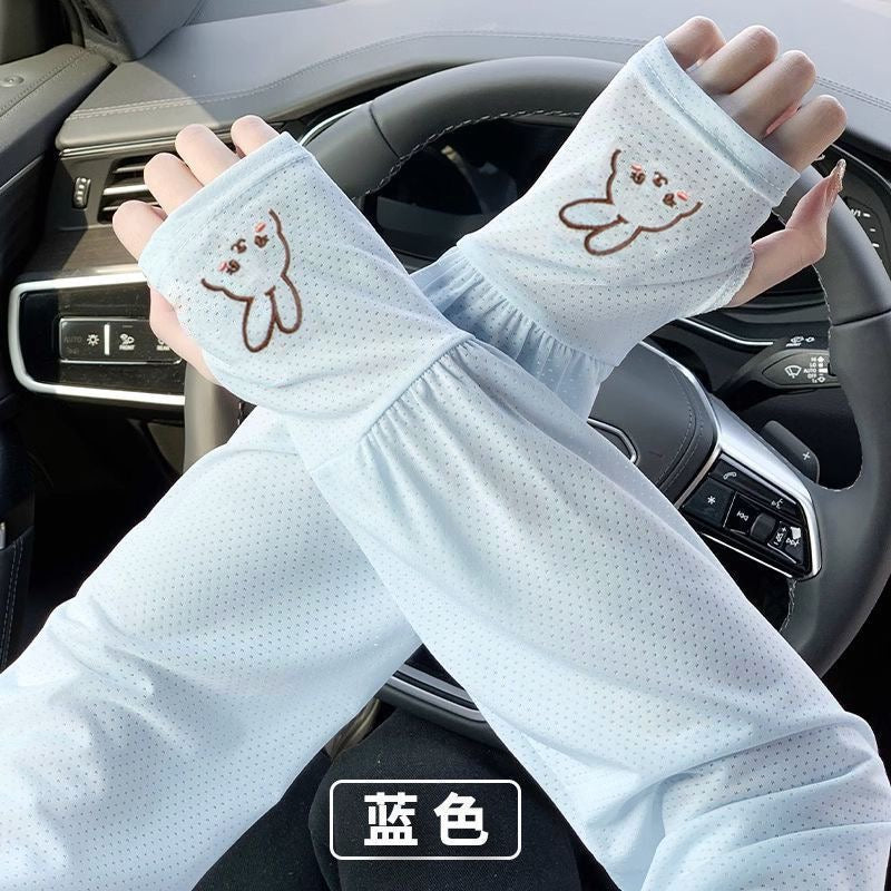 New Rabbit Sunscreen Ice Sleeves for Women, Summer Outdoor UV Protection, Cute Cycling, Loose Thin Sleeves for Hand Protection