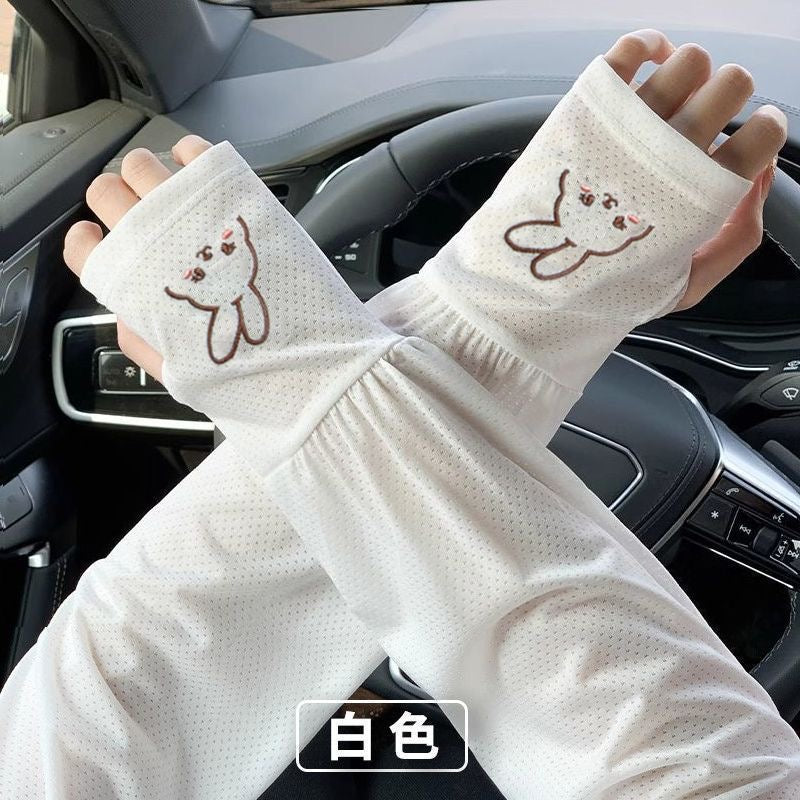 New Rabbit Sunscreen Ice Sleeves for Women, Summer Outdoor UV Protection, Cute Cycling, Loose Thin Sleeves for Hand Protection