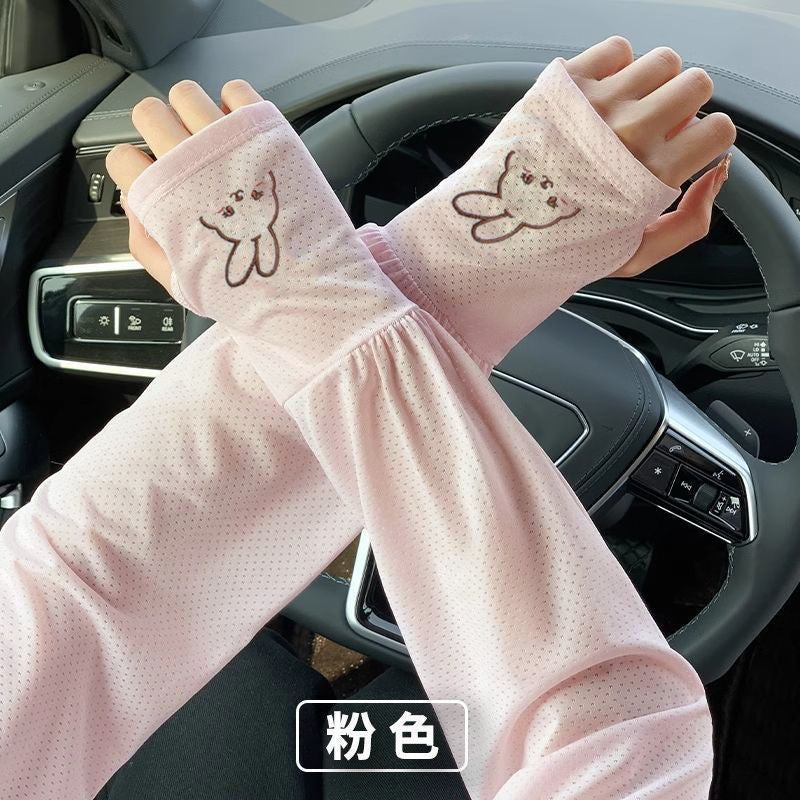 New Rabbit Sunscreen Ice Sleeves for Women, Summer Outdoor UV Protection, Cute Cycling, Loose Thin Sleeves for Hand Protection