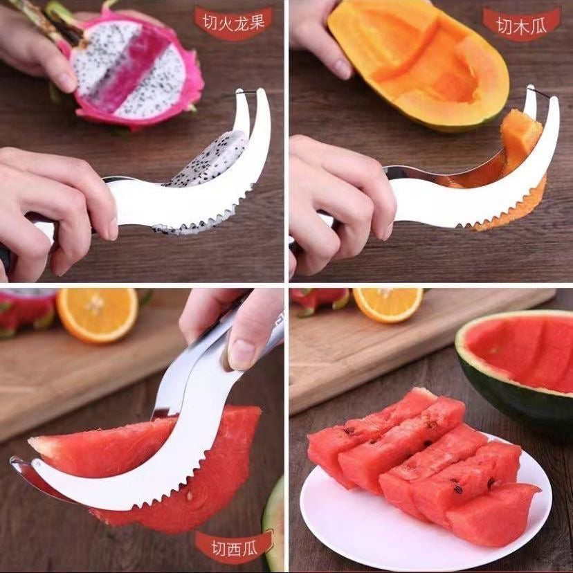 Stainless steel watermelon and cantaloupe slicer, multi-functional divider.