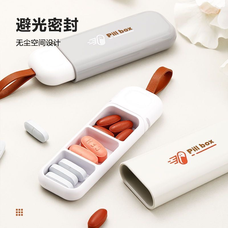 Small portable pillbox, mini pill holder, small box for carrying morning, noon, and evening pills.