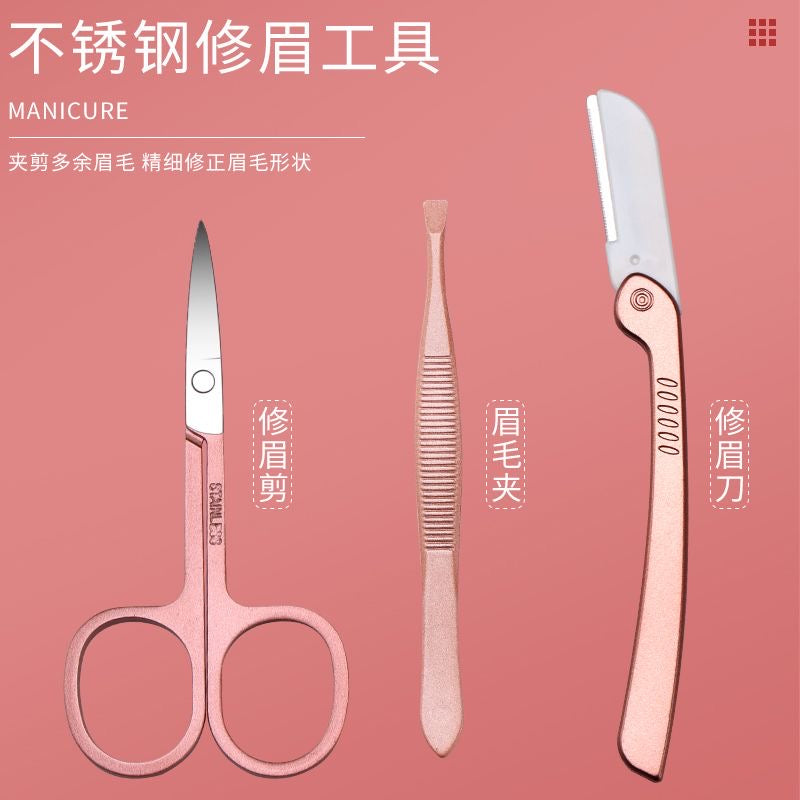 Nail clipper set, complete set of nail clippers, cuticle nippers, nail groove trimmers, blackhead remover, ear pick, and pedicure tools.