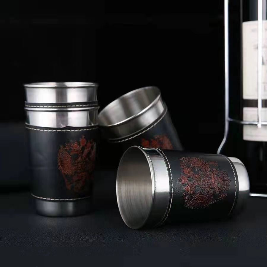 4-piece outdoor stainless steel small cups/wine glasses/home portable small wine glasses/spirit glasses/tea cups/camping cups