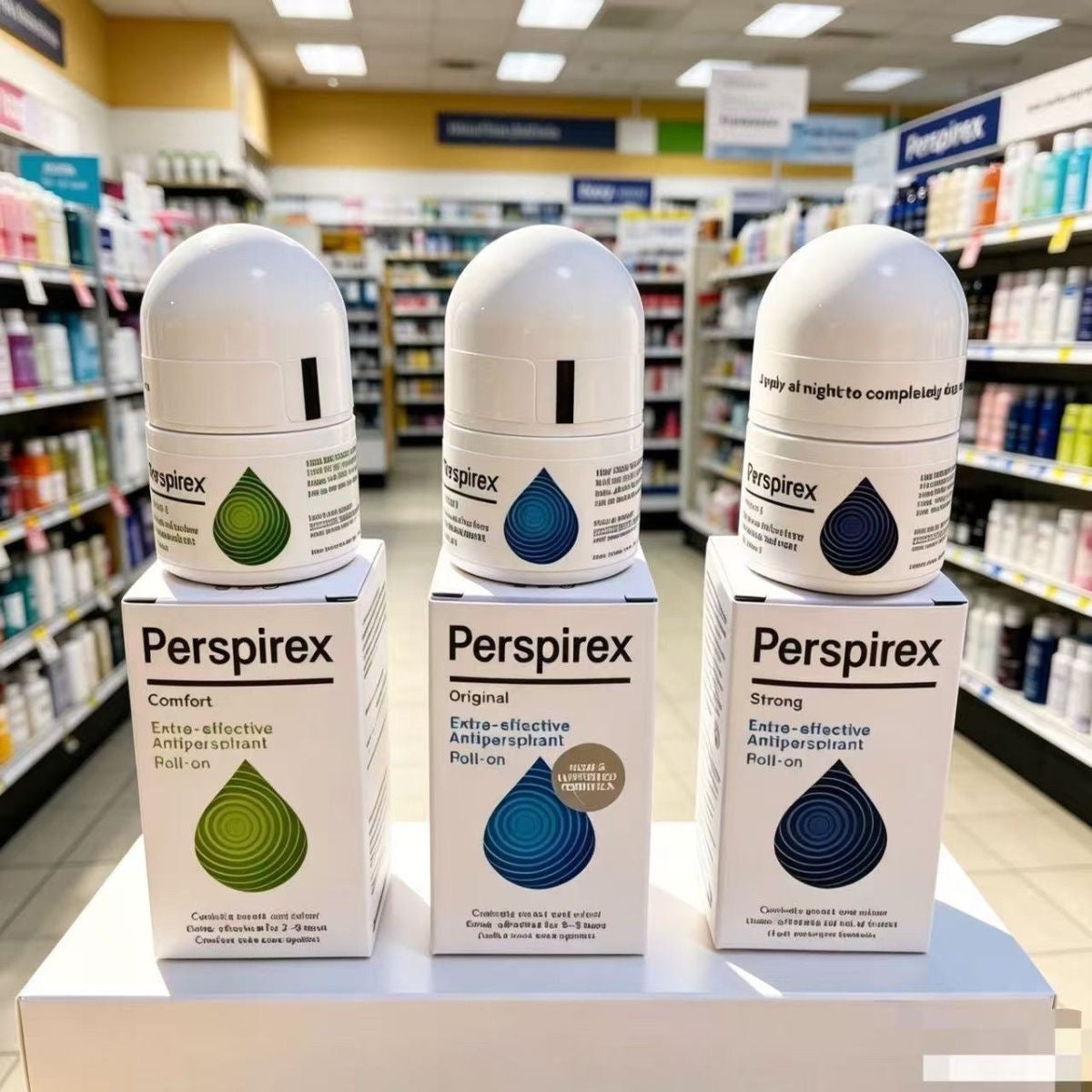 Perspirex antiperspirant from Denmark effectively eliminates sweat and odor in both men and women, providing long-lasting protection with a roll-on applicator.
