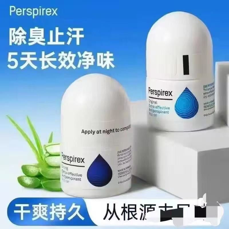 Perspirex antiperspirant from Denmark effectively eliminates sweat and odor in both men and women, providing long-lasting protection with a roll-on applicator.