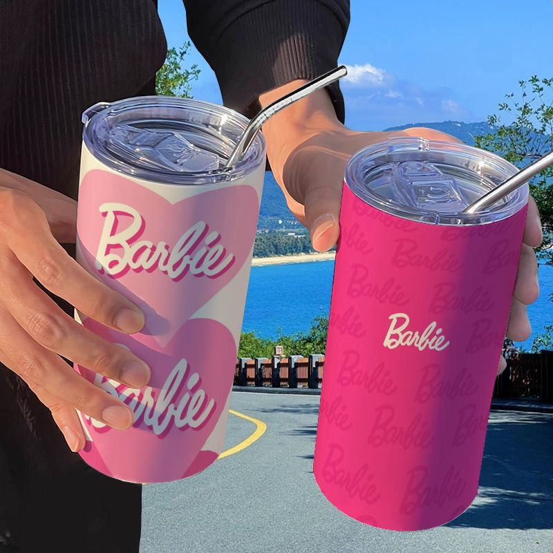 Barbie Princess Series Insulated Water Bottle with Straw, Portable Coffee Mug, High-Value, Instagram-worthy Student Water Bottle