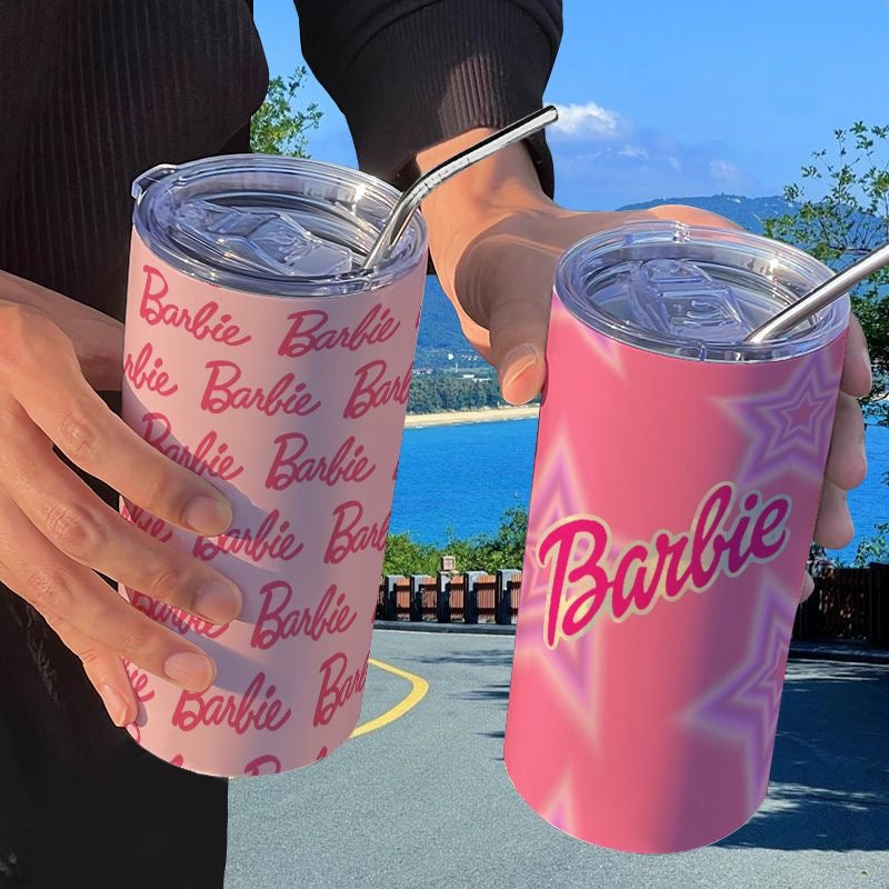 Barbie Princess Series Insulated Water Bottle with Straw, Portable Coffee Mug, High-Value, Instagram-worthy Student Water Bottle
