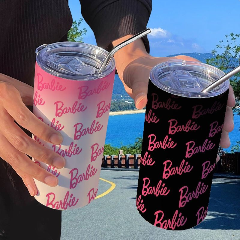 Barbie Princess Series Insulated Water Bottle with Straw, Portable Coffee Mug, High-Value, Instagram-worthy Student Water Bottle