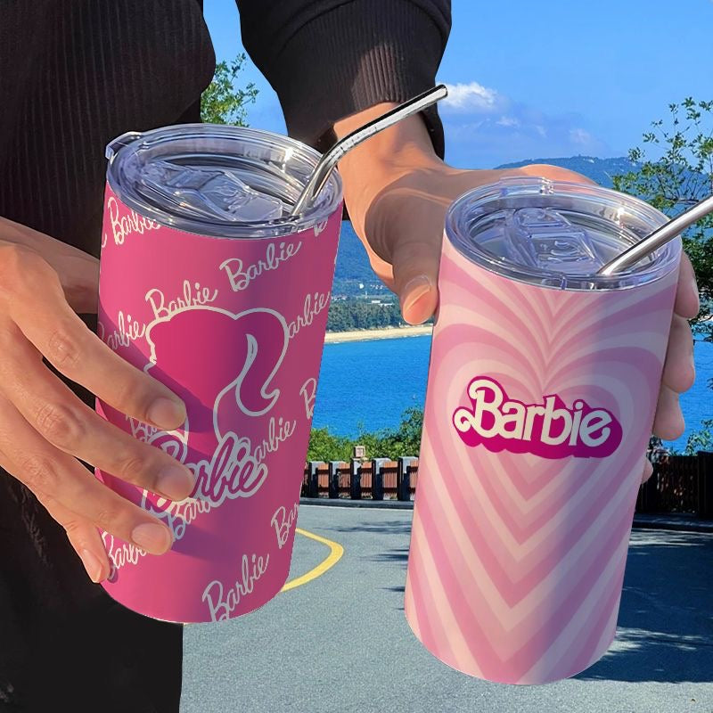 Barbie Princess Series Insulated Water Bottle with Straw, Portable Coffee Mug, High-Value, Instagram-worthy Student Water Bottle
