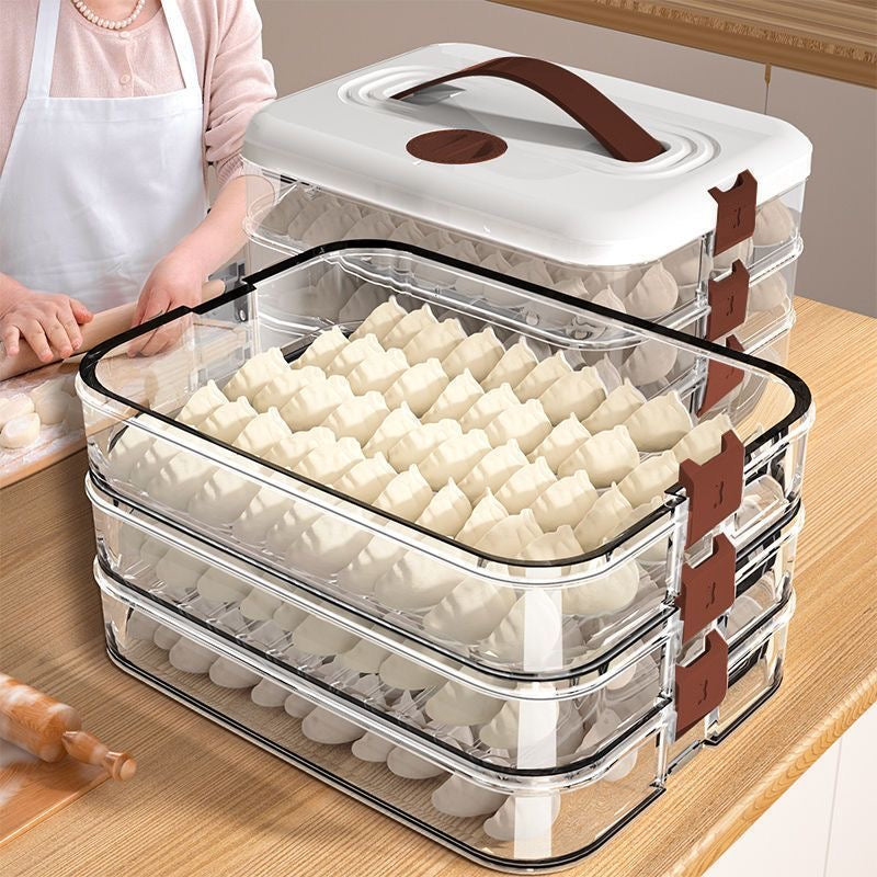 Dumpling box, special frozen dumpling box, refrigerator storage box, household large capacity quick-freezing wonton box, multi-layer cake box.
