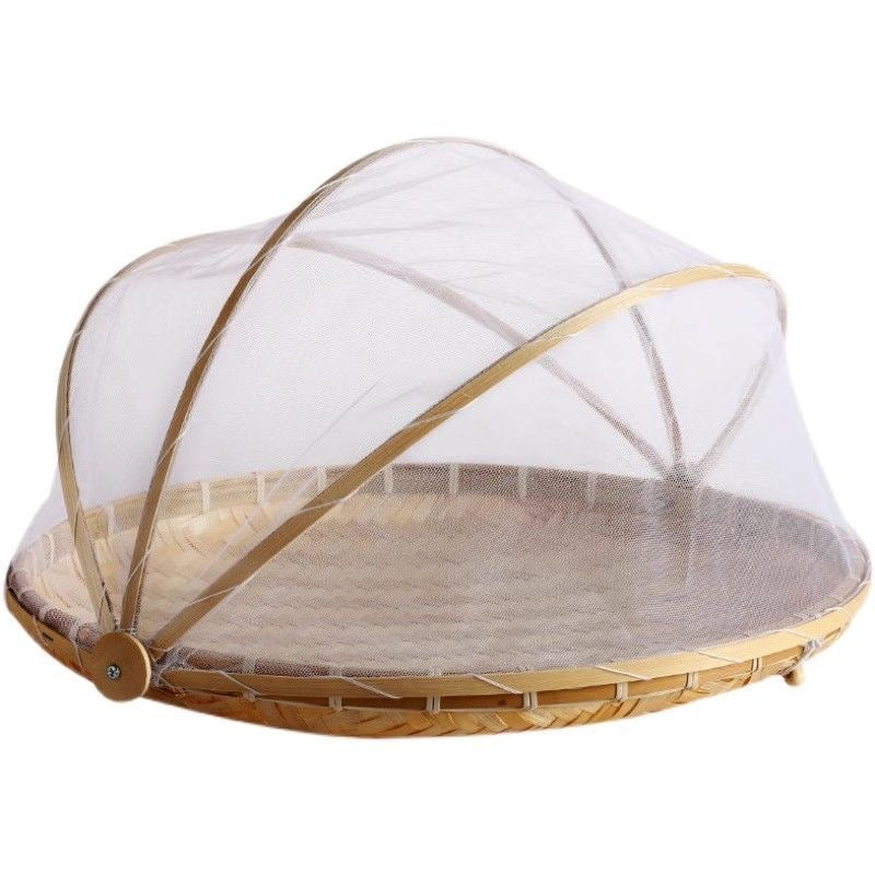 Netted winnowing baskets, insect-proof bamboo woven sieves, household food drying baskets, fly-proof storage baskets, hand-woven mesh drying baskets