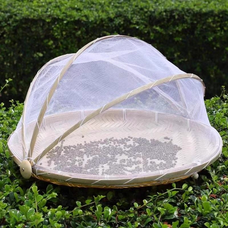 Netted winnowing baskets, insect-proof bamboo woven sieves, household food drying baskets, fly-proof storage baskets, hand-woven mesh drying baskets