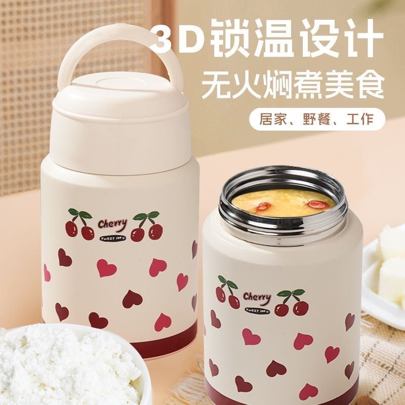 Guan'er 316 Stainless Steel Thermos Cup - Portable, Large Capacity, Perfect for Office Workers and Students, with Handheld Spoon.