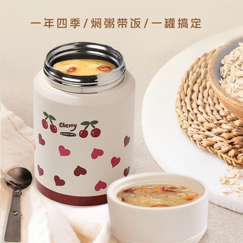Guan'er 316 Stainless Steel Thermos Cup - Portable, Large Capacity, Perfect for Office Workers and Students, with Handheld Spoon.