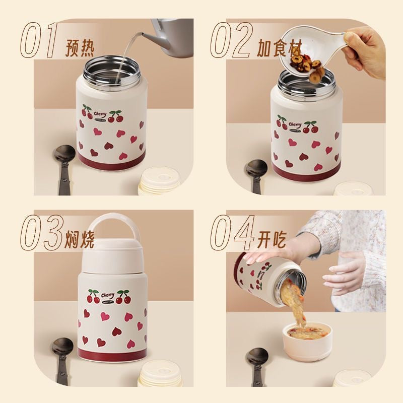 Guan'er 316 Stainless Steel Thermos Cup - Portable, Large Capacity, Perfect for Office Workers and Students, with Handheld Spoon.