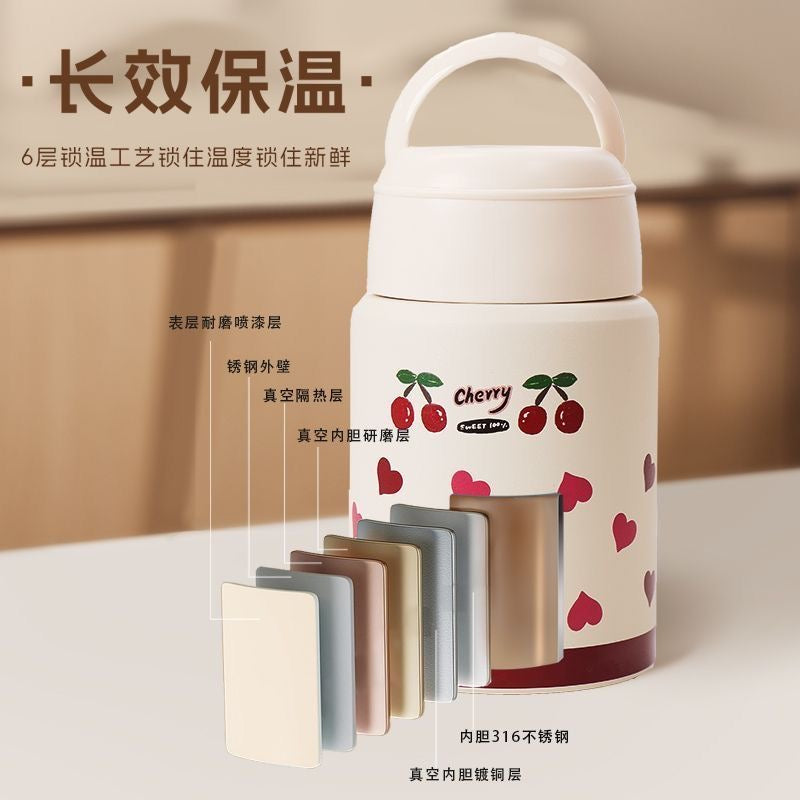 Guan'er 316 Stainless Steel Thermos Cup - Portable, Large Capacity, Perfect for Office Workers and Students, with Handheld Spoon.