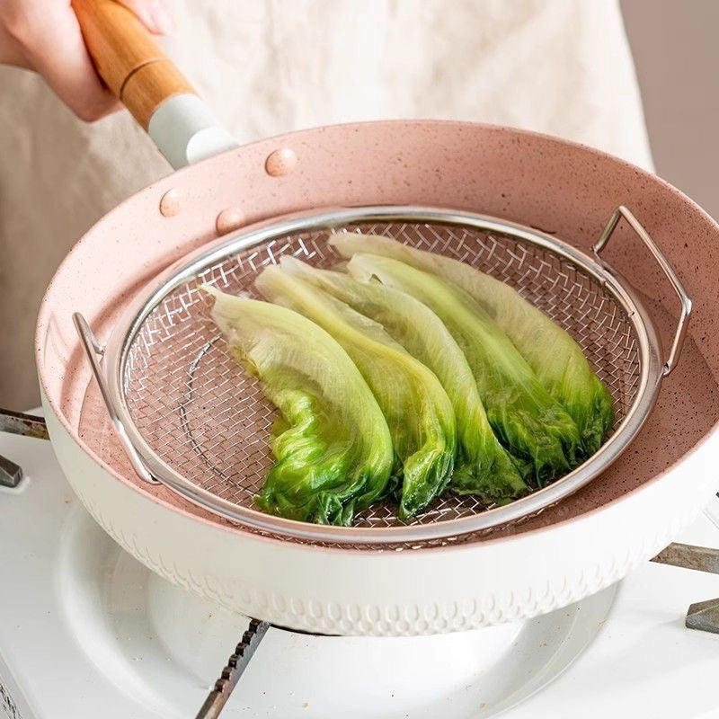 Stainless steel oil drainer, kitchen oil draining tray, household double-ear filter, suitable for air fryers