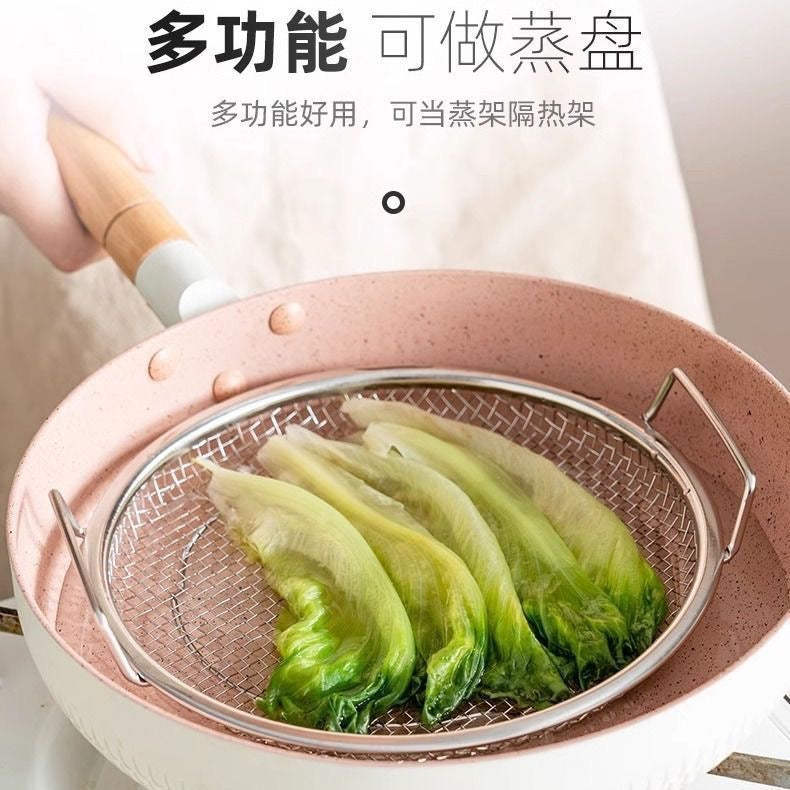 Stainless steel oil drainer, kitchen oil draining tray, household double-ear filter, suitable for air fryers